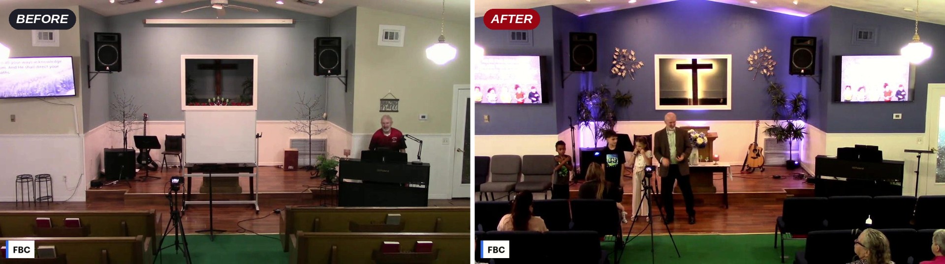 Sanctuary before and after the renovation