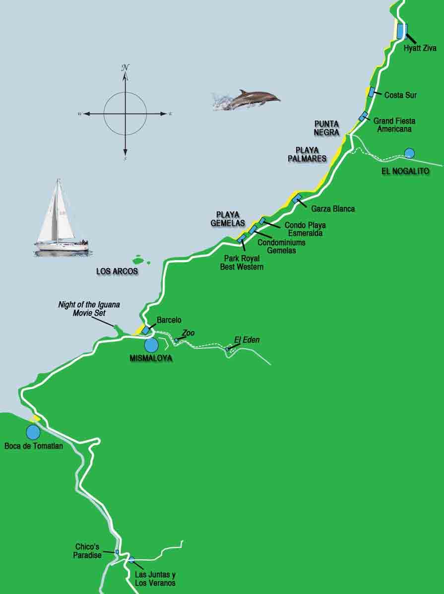 Puerto Vallarta South Coast Map.