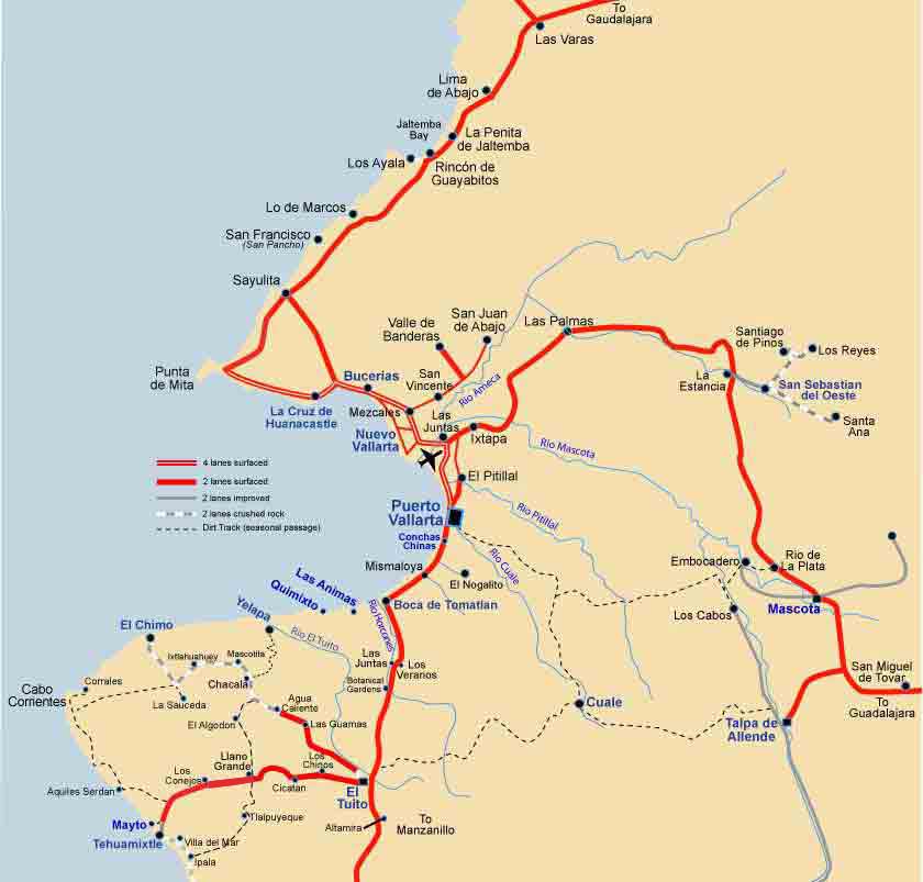 Map of Banderas Bay and Puerto Vallarta
