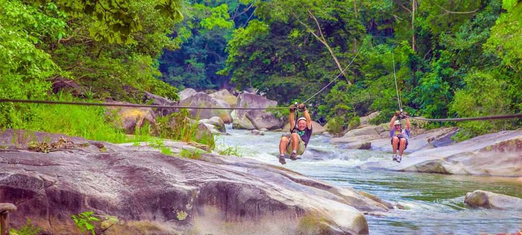Two on a canopy tour in Vallarta, Mexico.