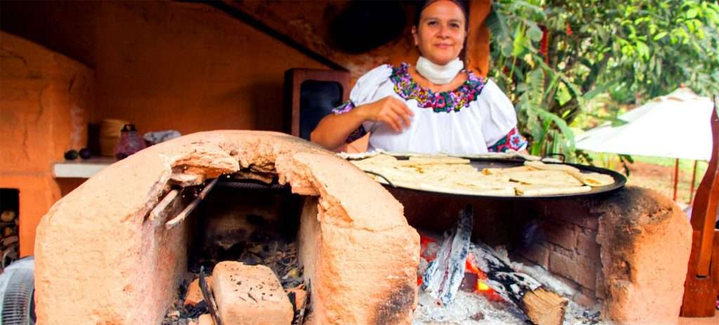 Wood fired comal.