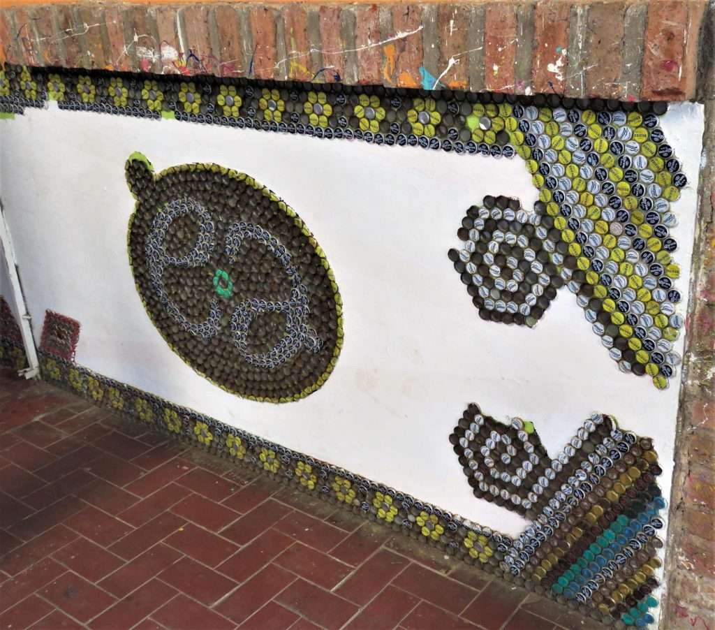 Beer Cap Mosaic.